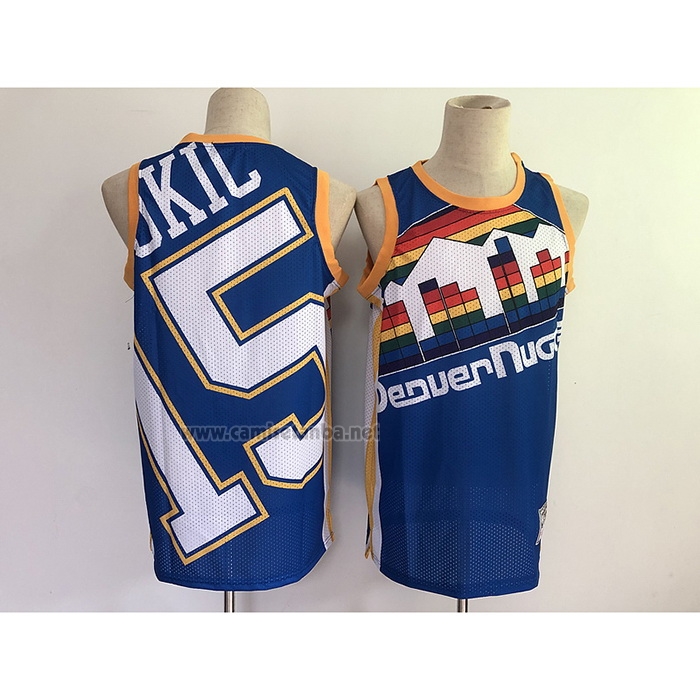 Camiseta Denver Nuggets Nikola Jokic #15 Mitchell & Ness Big Face Azul